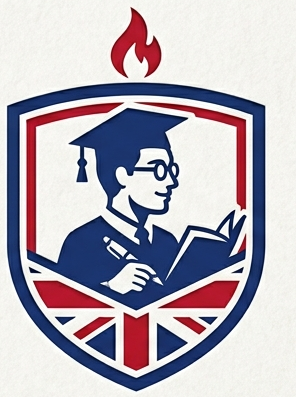 Logo for TutorPerch showing a crest with a graduate holding a book, a flame on top, a Union Jack design, and the text "The First Tutor London."